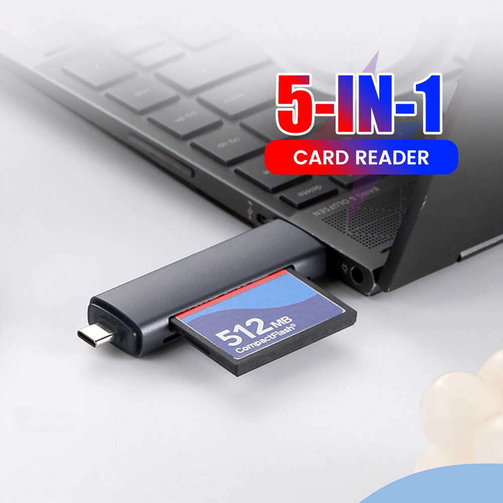 เครื่องอ่านการ์ด USB 2.0 5-in-1 มัลติฟังก์ชั่น รองรับ CF SD TF การ์ดหน่วยความจำ สำหรับคอมพิวเตอร์พีซีและแล็ปท็อป