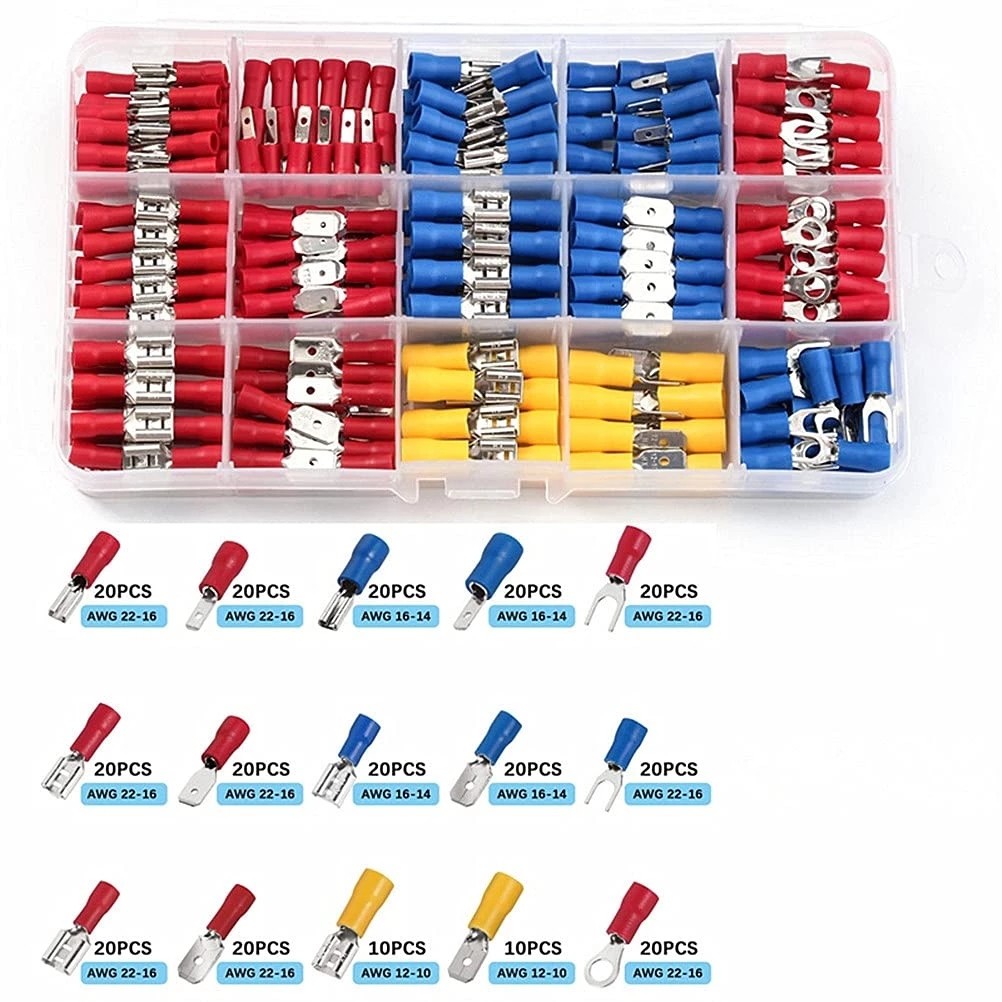 280pcs ชุดเชื่อมต่อสายไฟชายหญิงฉนวนขั้วต่อ Cold CRIMP เทอร์มินัลสารพัน CRIMP เทอร์มินัล Spade BUTT Connector Kit