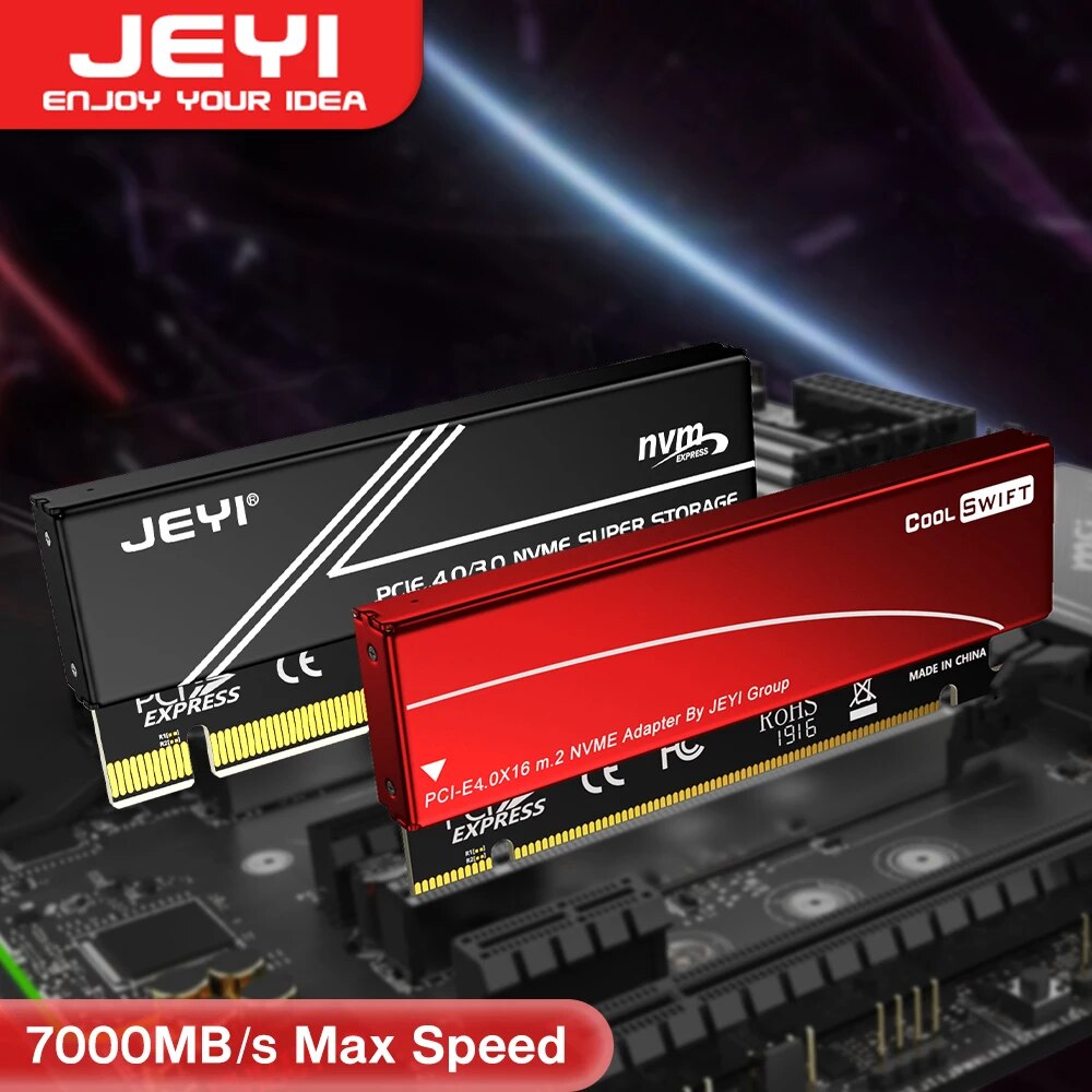 Adaptador JEYI M.2 NVME para PCIE 4.0 X16, placa de expansão PCIe X16 Gen4 com caixa de dissipador de calor de alumínio, para Samsung 980 PRO, 970 EVO