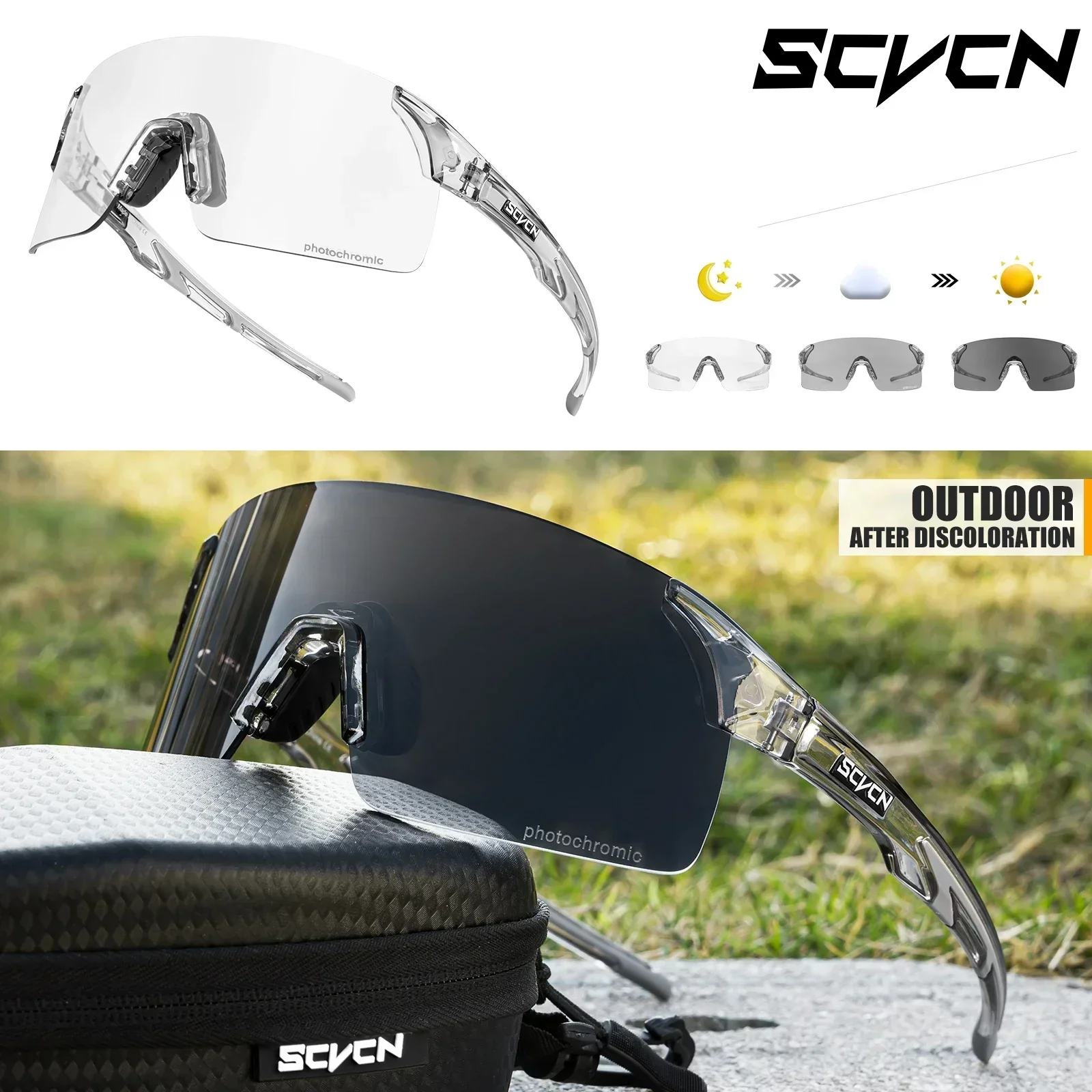 Scvcn Photochrome Sonnenbrille Radfahren Blau Outdoor Sport Fahrrad Brille Rot Mann MTB Angeln Gläser Brillen Fahrrad Brille 2024