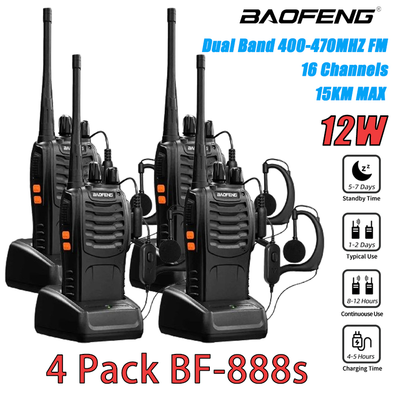 Baofeng 2/4 pces BF-888S 5w walkie talkie banda dupla portátil de longo alcance em espera uhf 400-470mhz usb presunto rádio em dois sentidos para caça