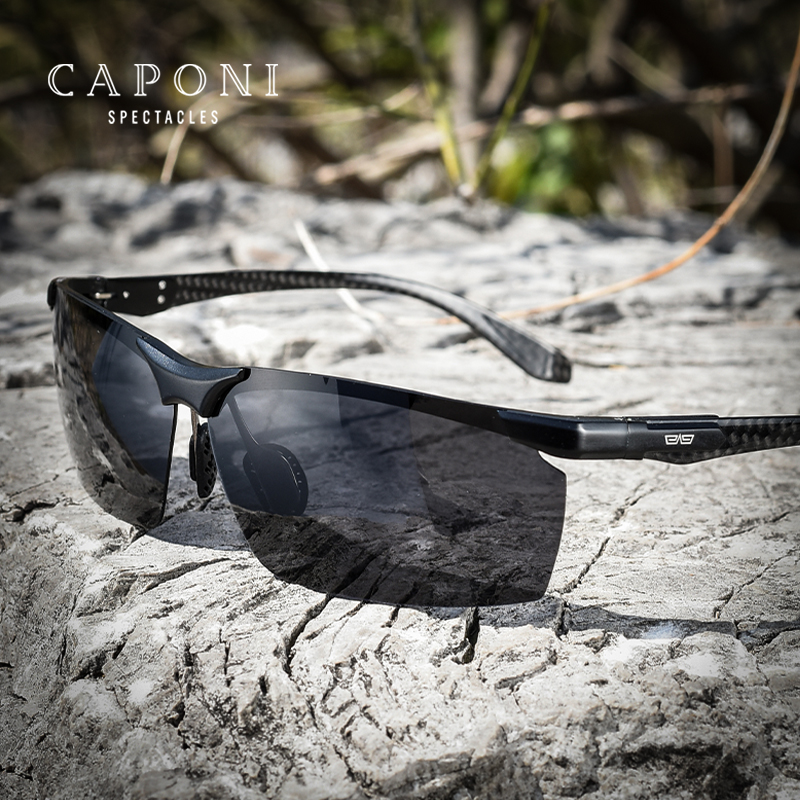 CAPONI 2025 Nieuwe Merk Gepolariseerde Fietsbril Mannen Outdoor Sport Fashion Zonnebril Reizen Rijden Camping Bril BS 8780