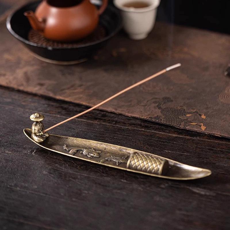 Suporte de incenso criativo barco pesca homens queimador de incenso estilo japonês queimador de incenso aromaterapia ornamento decoração para casa