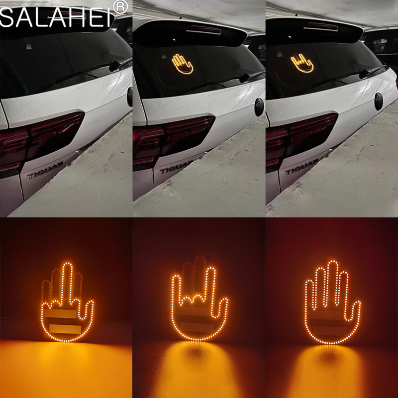 Car Finger Light with Remote,Hand Gesture Light for Car,New Finger Light Led Car Back Window Sign,Road Rage Led Lamp Accessories