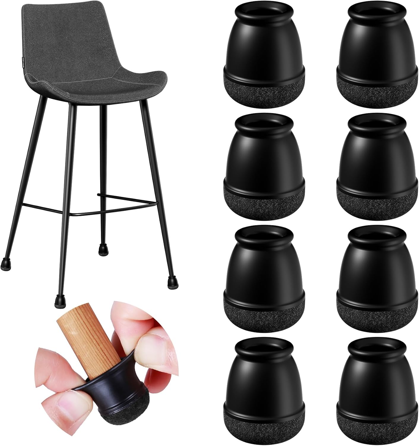 Gorros redondos de silicona para patas de silla, almohadillas de fieltro gruesas, 360, muebles de silicona, pies de mesa, protegen pisos de madera dura, 8 Uds.