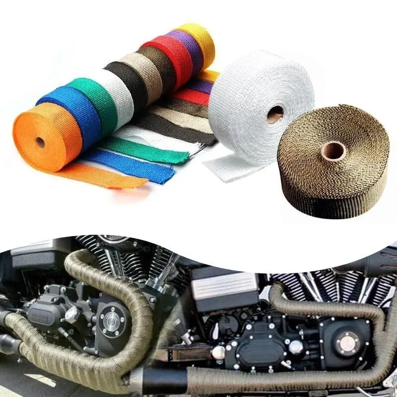 Rolle Fiberglas Hitzeschild Motorrad Auspuff Thermoband Header Rohr Wärme Wrap Band Wärmeschutz Rohr Isolierung