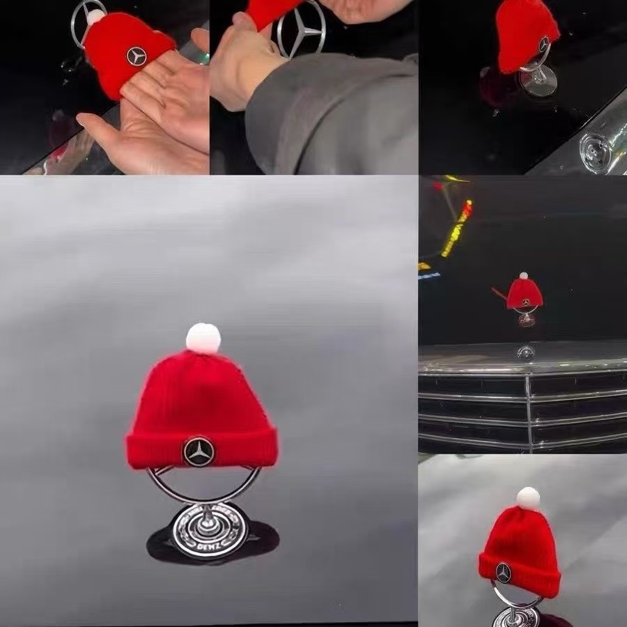 Gorro de Navidad rojo tejido a mano, regalo, adorno de coche bonito y moderno para Mercedes Benz W203 W204 W205 W210 W211 W212 W213 W214 W220