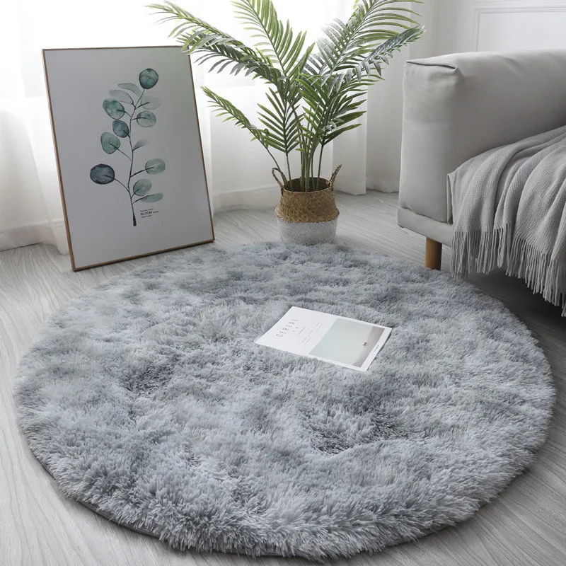 VIKAMA, bonita alfombra redonda antideslizante suave peluda, alfombras redondas modernas para dormitorio de niños, alfombras redondas peludas y esponjosas para habitación de bebé