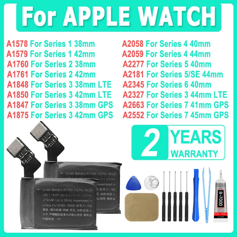 New Replacement Battery For Apple Watch Series SE 1 2 3 4 5 6 7 Bateria For IWatch S1 S2 S3 LTE S4 S5 S6 S7 38/40/41/42/44/45/4