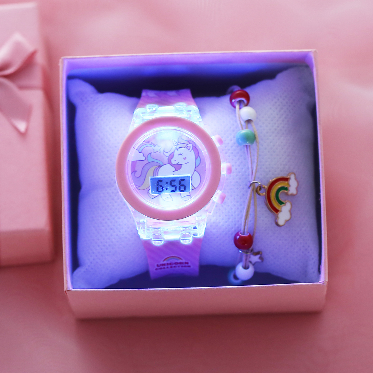 Despertador luminoso infantil eletrônico multi-função cor lazer esportes relógio eletrônico estudante enviar pulseira