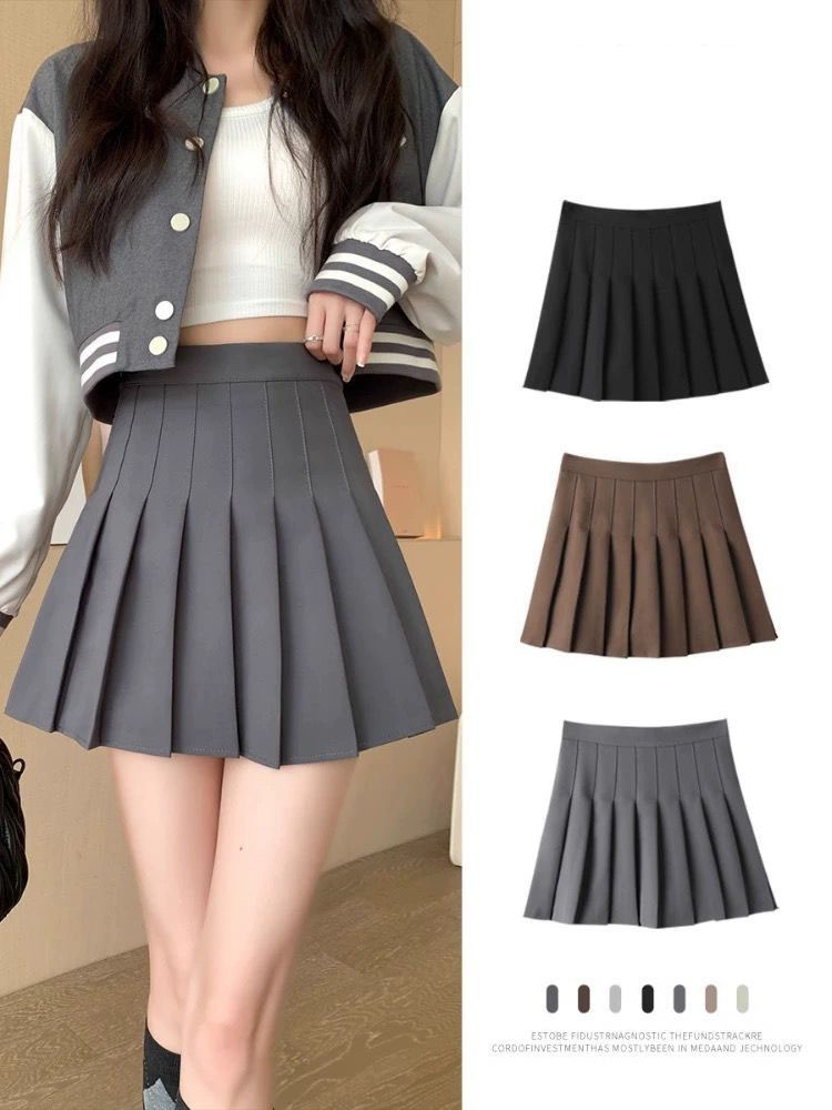 จีบกระโปรงมินิกางเกงขาสั้นผู้หญิงสูงเอว A-Line Skater Skort สีขาวสีดําสีชมพู Sporty School Uniform ใหม่แฟชั่น HotSale