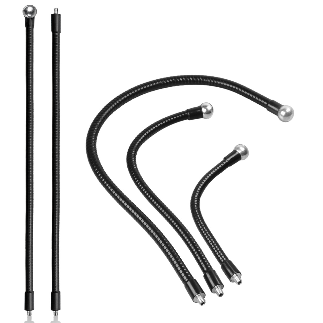 Flexible Metal Tube Rod Monopod Selfie Stick Stands with 1/4inch Screw/ Ball Head Extension Arm for Camera Tripod Mobile Phone
