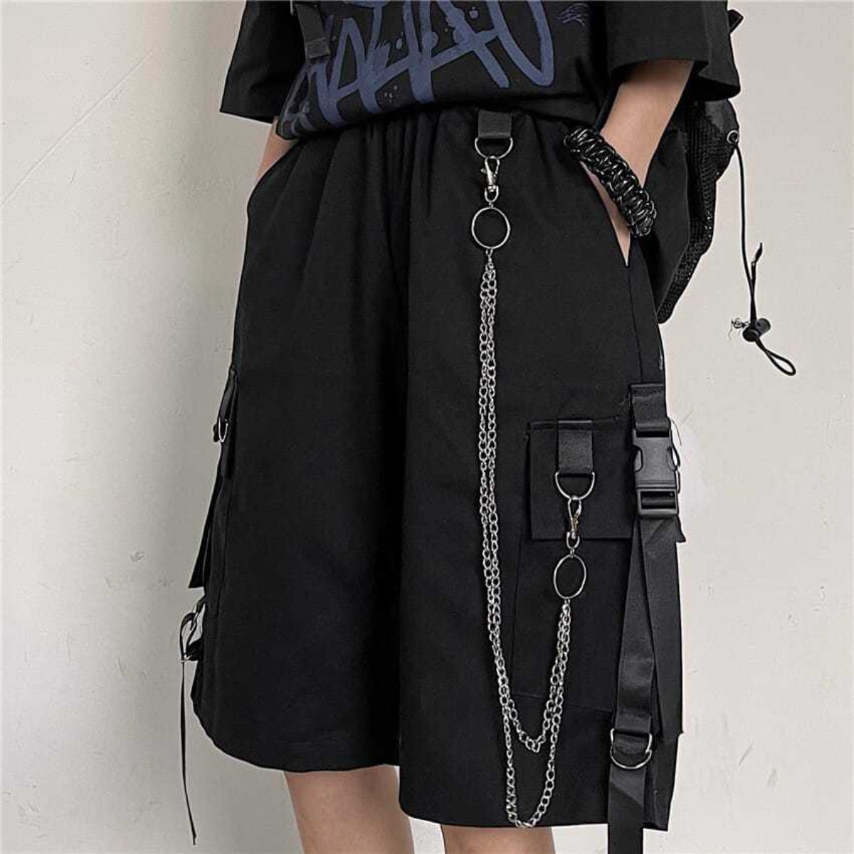Szorty z szerokimi nogawkami Męskie krótkie Oversize Vintage Męskie szorty na letnią odzież Męskie sportowe bermudy do biegania i ćwiczeń Cargo Pants