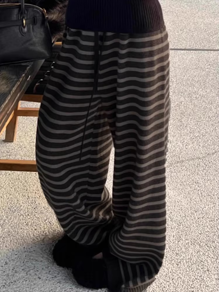 Y2K Vrouwen Harajuku Zwart Streetwear Wijde Pijpen Gestreepte Joggingbroek Baggy Oversized Broek Grunge Rechte Broek 2000s Alt Kleding