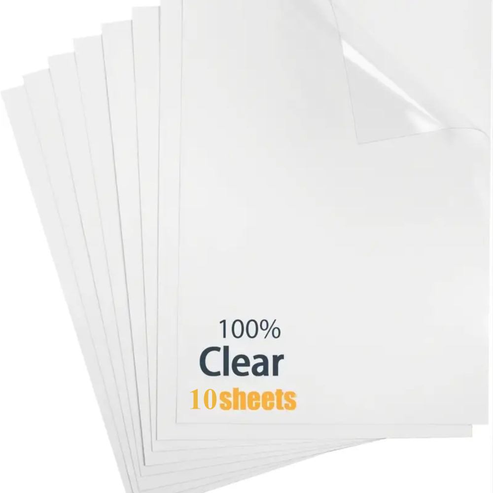 10 folhas 100% adesivo de vinil transparente papel a4 etiqueta para impressora jato de tinta sem à prova d'água diy papel adesivo transparente e brilhante