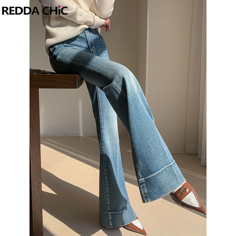 REDDACHiC, повседневные расклешенные джинсы для высоких девочек, простые брюки с усами, длинные брюки с высокой талией, офисная корейская женская одежда