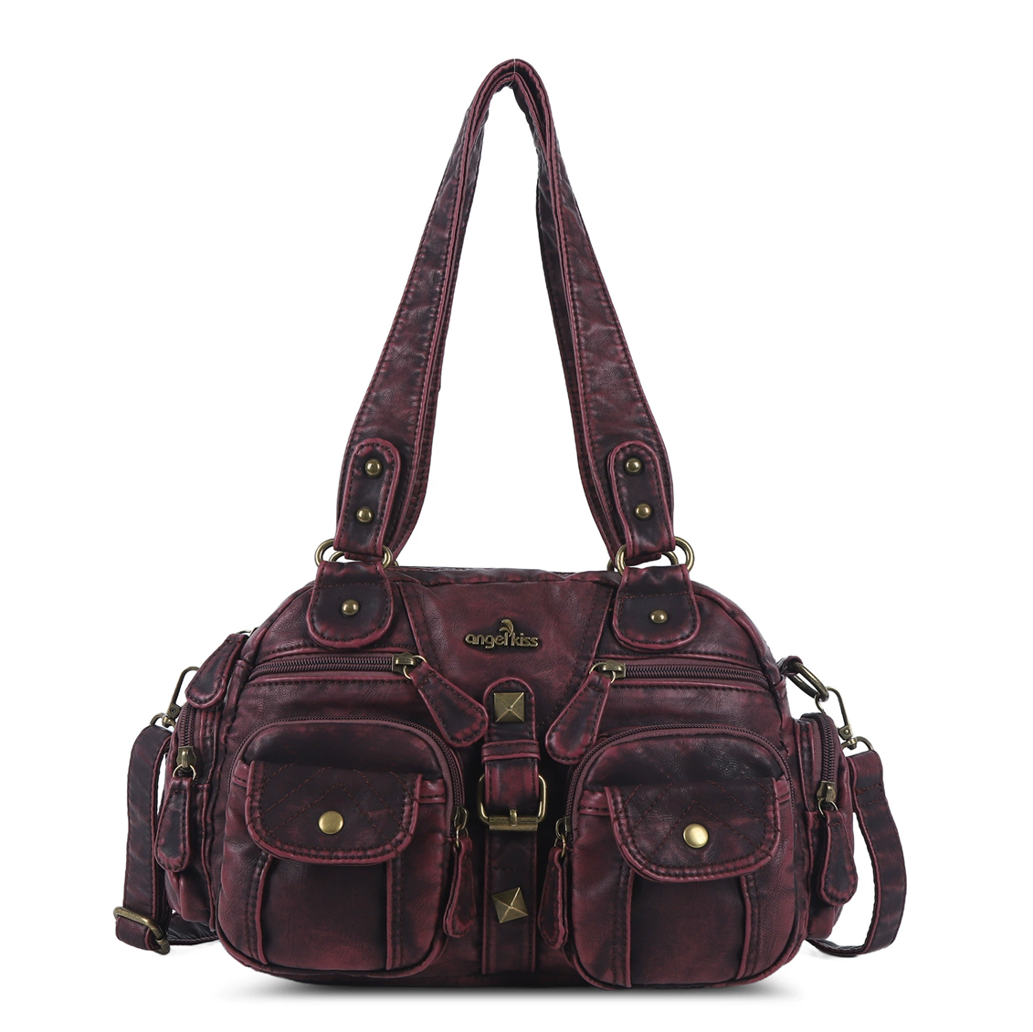 Bolsa Vintage Feminina Pequena, Bolsa de Mão com Alça Superior, Bolsa de Ombro em PU, Bolsa Fashion Estilo Dumpling com Múltiplos Bolsos