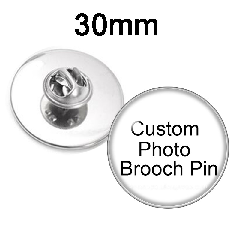 Personalisieren Sie individuelle Brosche mit Foto-Logo-Muster, versilbert/Bronze, Geschenk für Familie, Jahrestag, Halsband, 20 mm/25 mm/30 mm Anstecknadeln