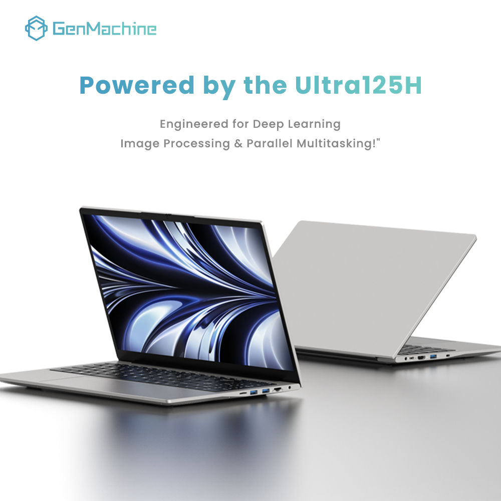 Genmachine 15.6” Laptop Computer Intel Core Ultra 125H 60Hz Arc Graphics DDR5 4800Mhz M.2 2280 NVME Business Gaming Laptops