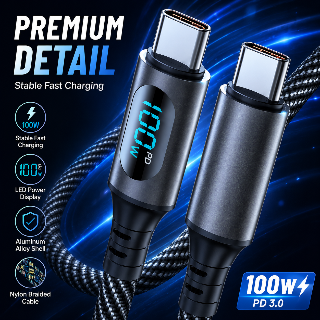 สายเคเบิลประเภทซีถึงประเภทซี 100W, สายชาร์จข้อมูลแบบชาร์จเร็ว PD, สายแสดงผลซิงค์เร็วสำหรับอุปกรณ์โทรศัพท์แท็บเล็ตแล็ปท็อป