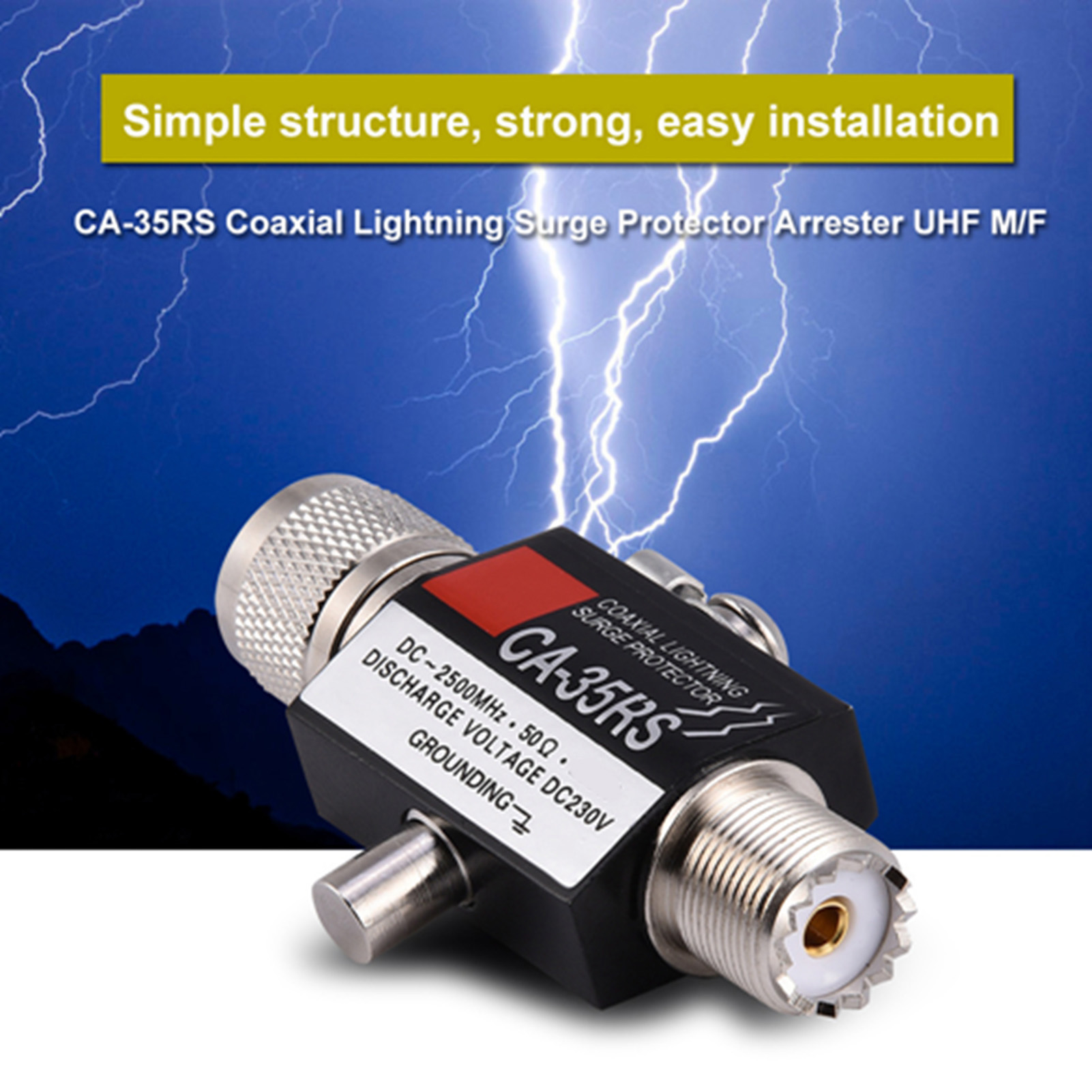 CA-35RS Coaxial Lightning  Protector Arrester Male to Female UHF Connector coaxial lightning protector lightning arrester