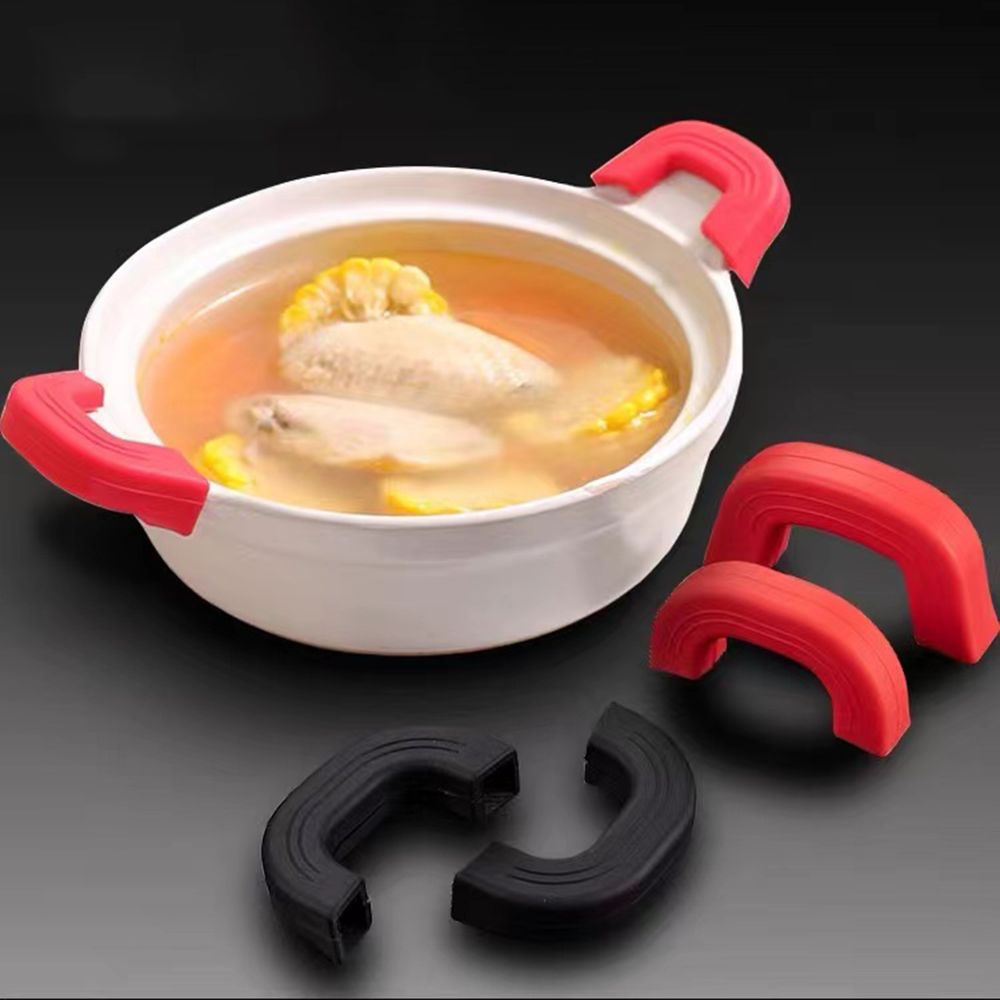 Coperchio della maniglia della pentola antiscottatura in Silicone da 2 pezzi manicotti per Clip dell'orecchio della pentola antiscivolo per friggere la padella in ghisa utensili da cucina