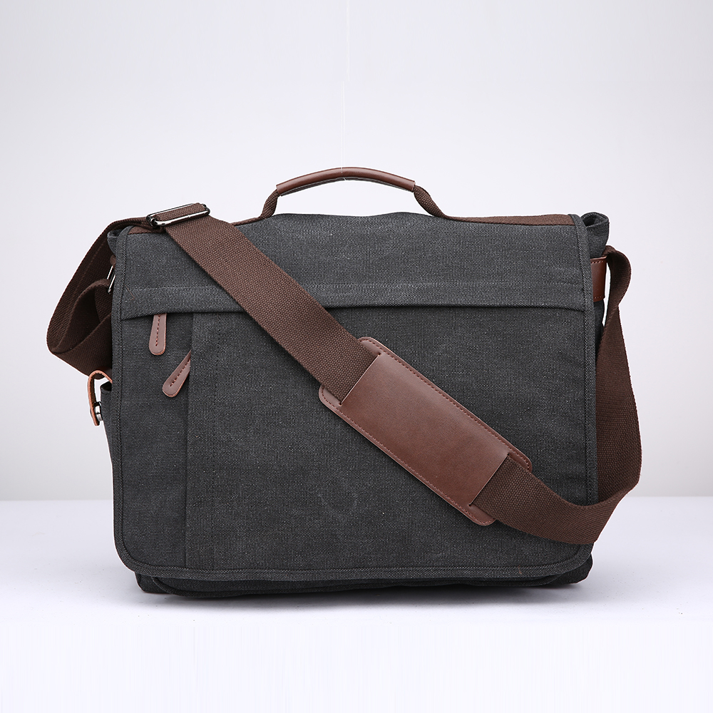 Bolsa de ombro masculina de lona, casual, retrô, com zíper, para laptop, bolsa transversal, para atividades ao ar livre, para viagem, escola, bolsa de ombro masculina