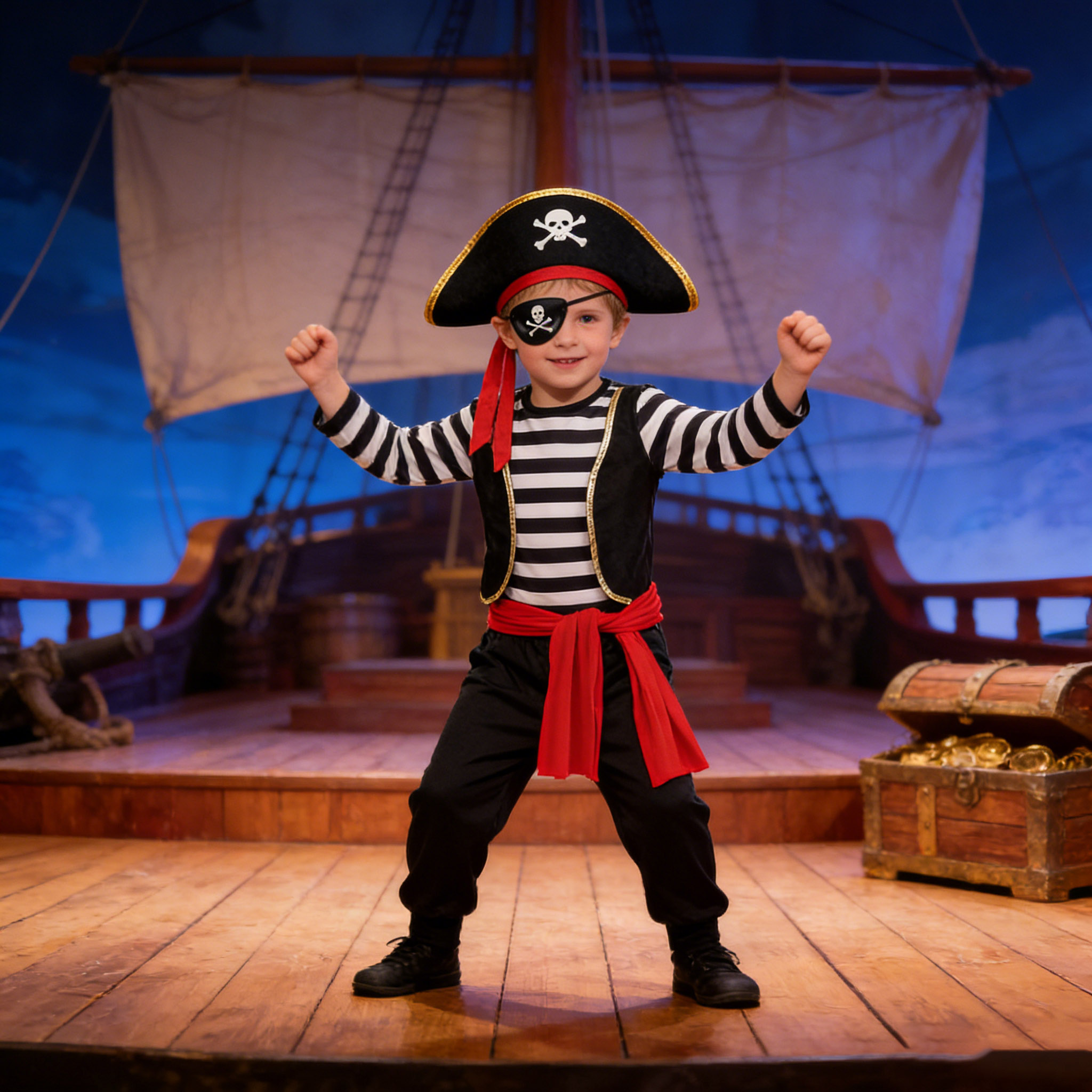 2026 Carnaval piraat kostuum voor jongens fancy kinderen boven- en onderkleding Sets + hoed ooglapje oceaan avontuur piraat voor jongens