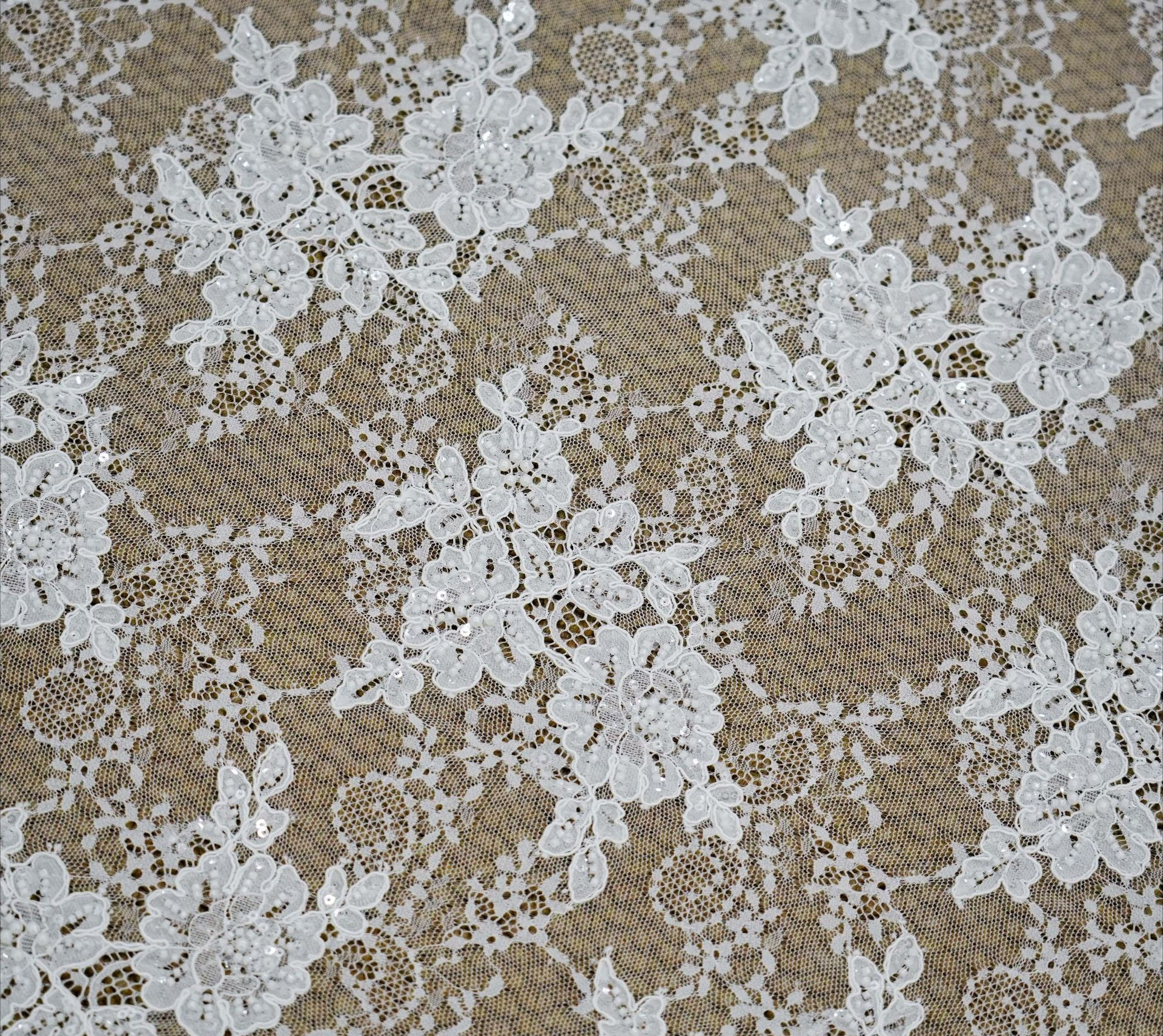 3 M High Quality French Classic Soft Fabric Sequin Embroidery Lace Fabric Handmade Fashion Wedding Dress Clothing Accessories