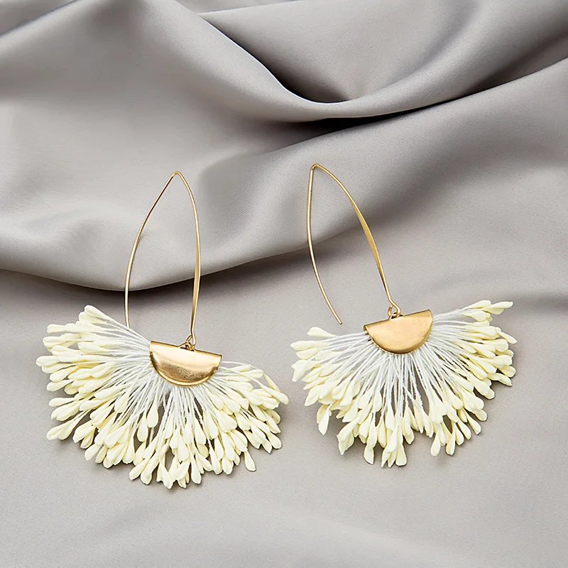 European and American Bohemian Scalloped Faux Flower Earrings Personality Red Earrings for Women Jewelry