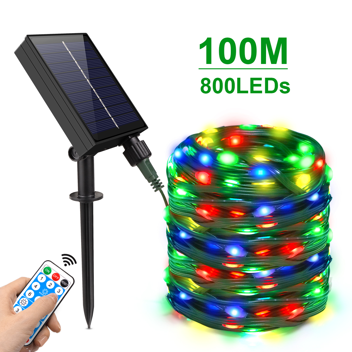 50M 100M Panel Solar grande LED guirnaldas de luces alimentadas por energía Solar guirnalda de hadas luces al aire libre patio jardín vacaciones decoración de fiesta de Navidad