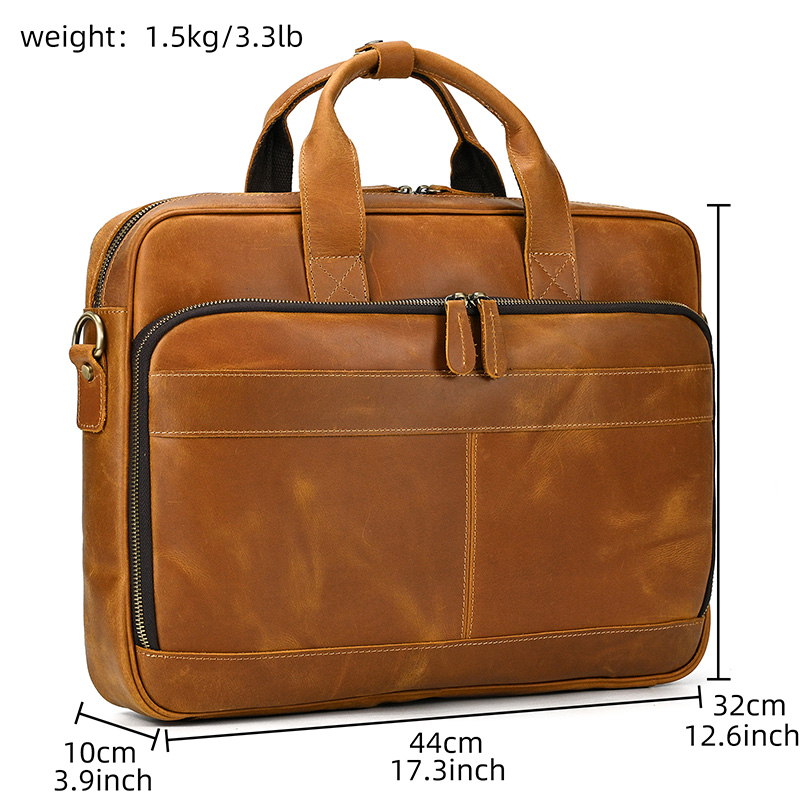 Ngựa Điên Da Thật Chính Hãng Da Cặp Người 16 Inch PC Da Bò Nam Vai Messenger Túi Laptop Công Sở Túi Xách