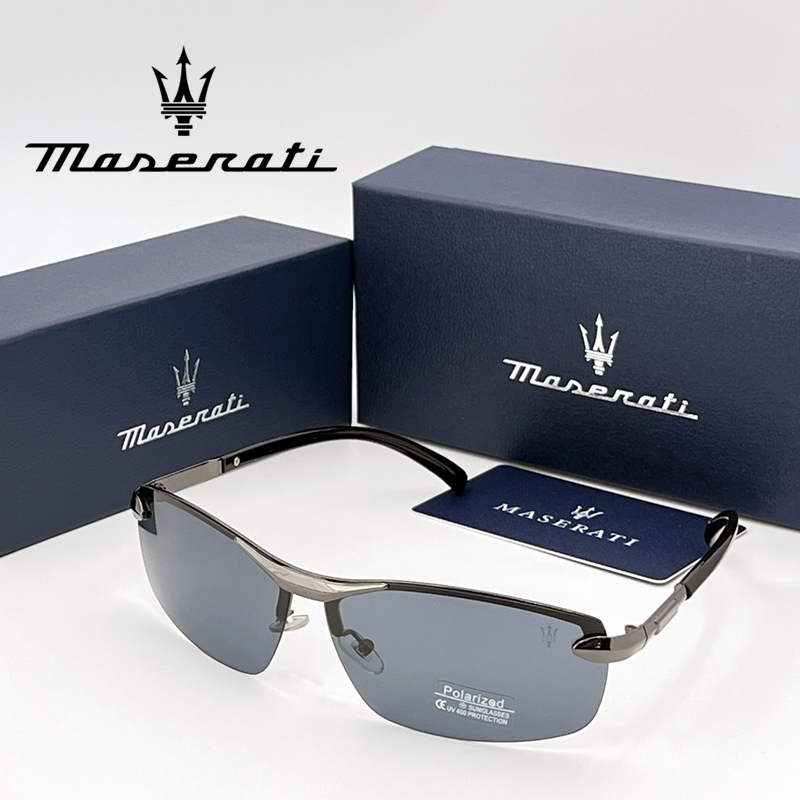 Kacamata Hitam Terpolarisasi MASERATI UV400 Ringan Tanpa Bingkai untuk Bersepeda Mengemudi Luar Ruangan Unisex Pria Wanita Kacamata Harian 20345