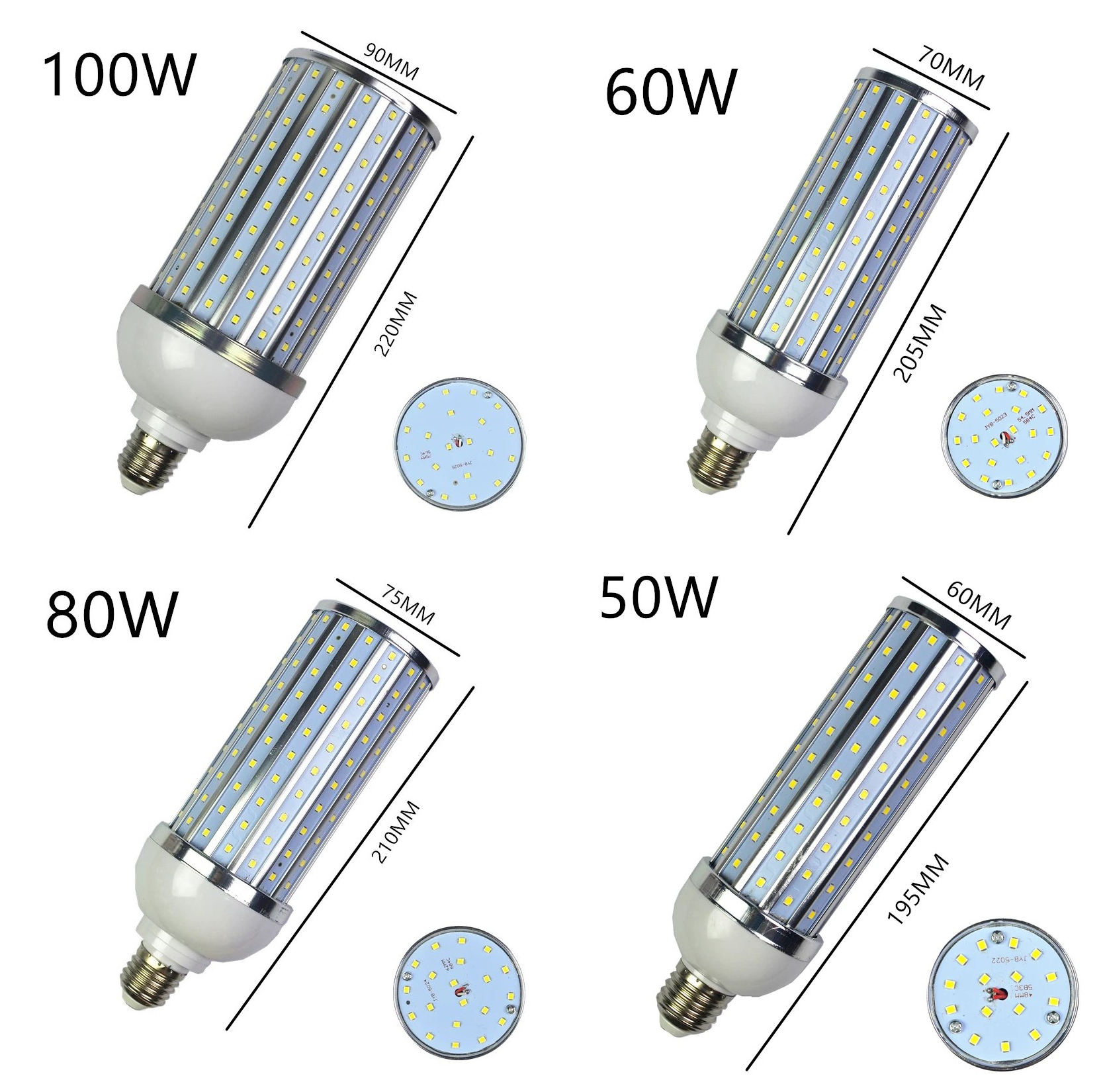 250W 200W 100W 80W 60W 50W 40W 30W25W LED Bulb Aluminum shell lamp 220V E26 E27 E39 E40 Corn light street lamp Nature Warm White