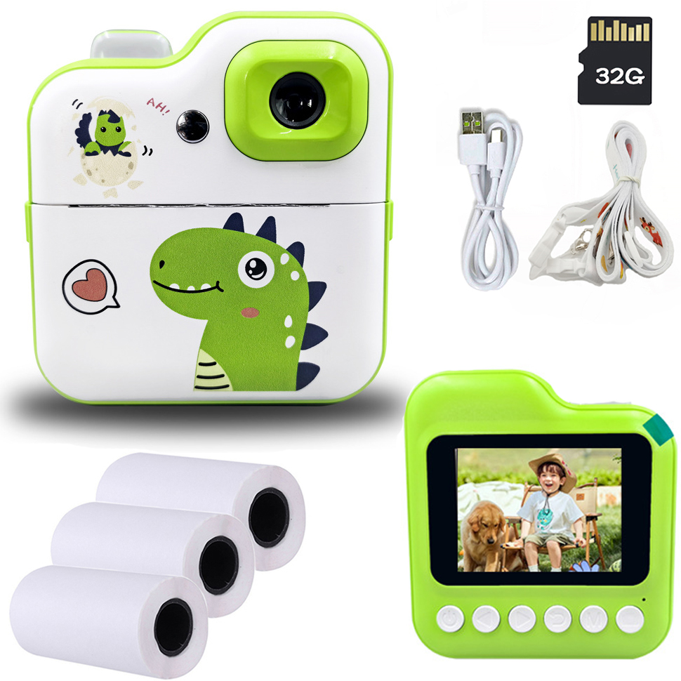 Aparat fotograficzny dla dzieci Natychmiastowy nadruk fotograficzny 1080P Maluch Mini cyfrowe kamery wideo Zabawki Prezent dla dziewczynek Chłopcy Wiek 3-12 lat z kartą SD 32 GB