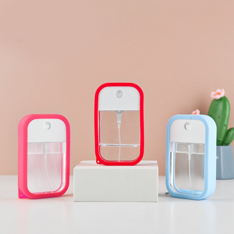 45ml Empty Perfume Credit Card Sprayer Bottle Mist Empty Hand Sanitizer Bottle with Silicone Holder Sleeve Key Ring