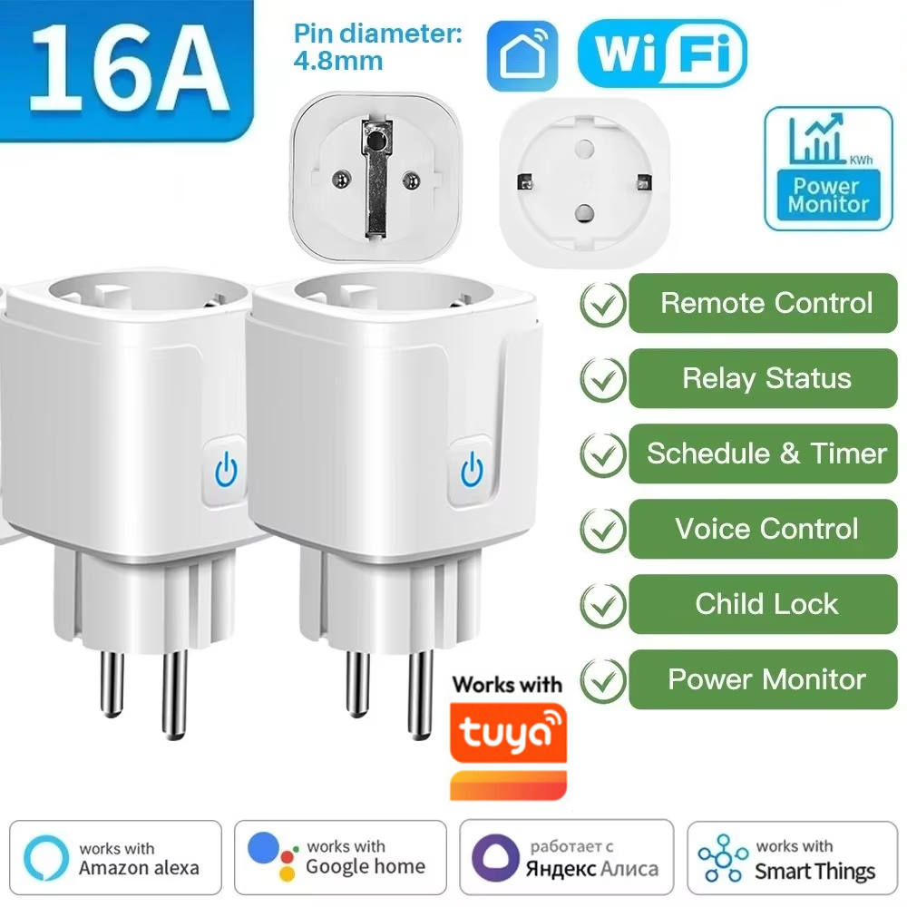 EU WiFi Smart Plug 16A/20A Smart Steckdose mit Power Überwachung Timer Fernbedienung APP Sprachsteuerung Kompatibel mit Alexa Google Hause
