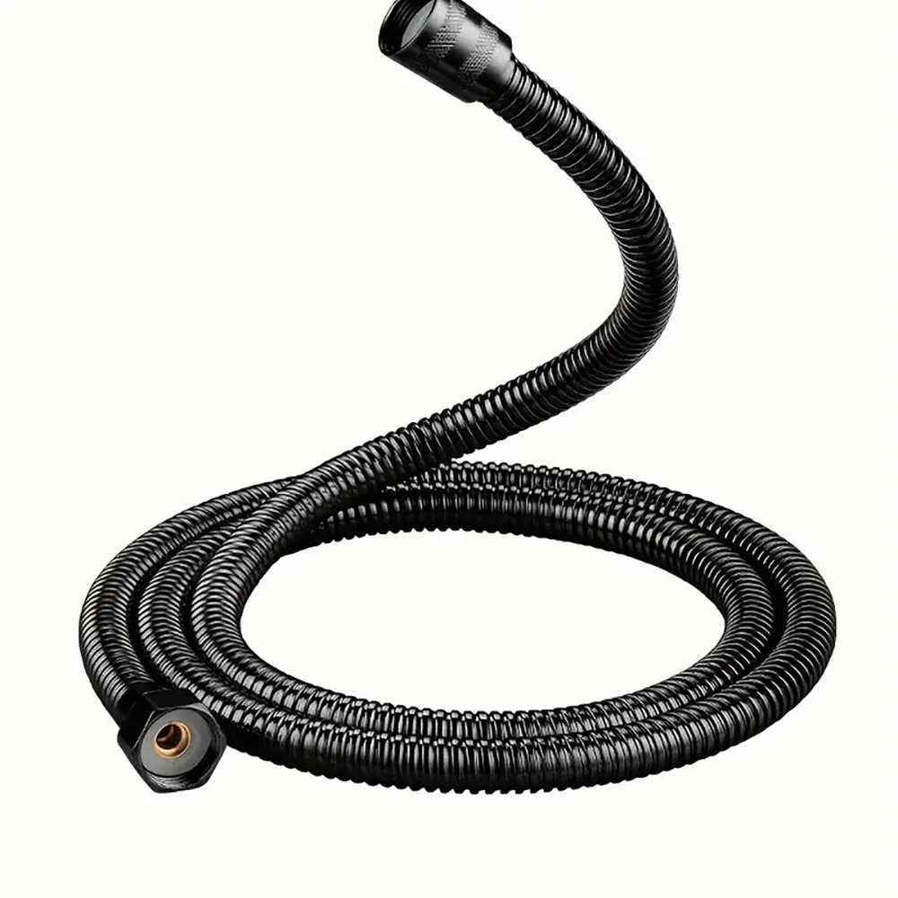 Tubo de extensão de chuveiro de banheiro de 1,5 m e 1/2 polegadas - 1 peça de tubo de água de aço inoxidável preto, acessório de banheiro
