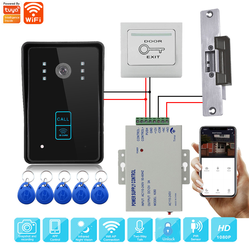 Видеозвонок SYSD беспроводной с поддержкой Wi-Fi и RFID-разблокировкой, 1080P
