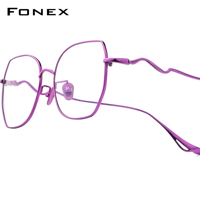 FONEX Occhiali in titanio Telaio Donna Fashion Brand Design Oversize Cateye Eyewear Occhiali Cateye ultraleggeri di grandi dimensioni 8561