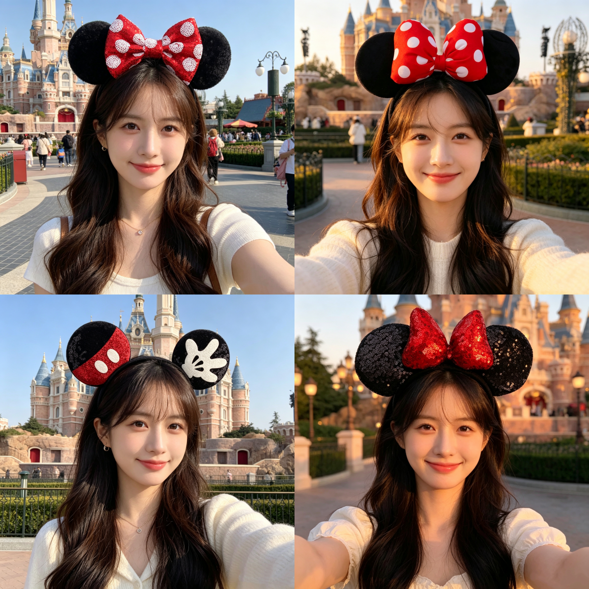 Diadema de Orejas de Mickey para Carnaval, Disfraz de Cumpleaños, Lazo de Lentejuelas, Accesorio para el Cabello con Puntos de Mickey