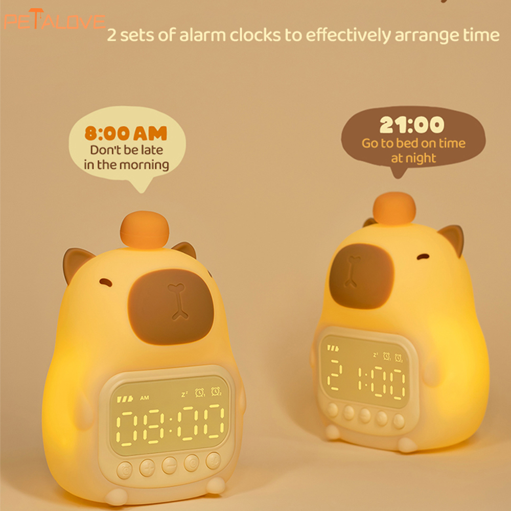 かわいいカピバラナイトライト子供目覚まし時計ナイトランプ充電タイミングスヌーズ照明デスクトップ装飾子供のギフト