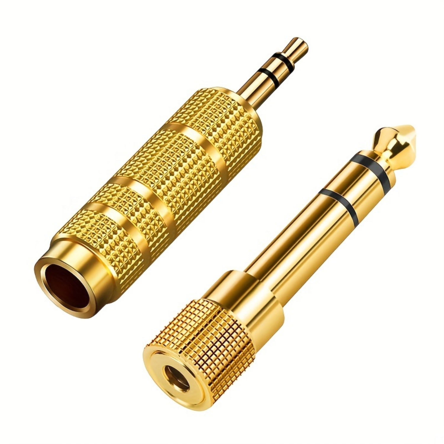 2-Pack 6.5mm to 3.5mm & 3.5mm to 6.5mm Audio Adapter Kit 1/4" to 1/8" and 1/8" to 1/4" for headphones, speakers