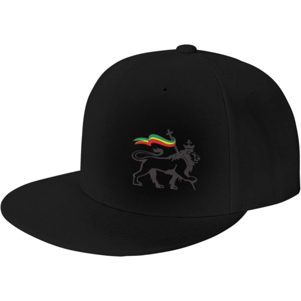 Berretto da baseball a tesa piatta Rasta Lion of Judah Cappello regolabile da uomo e da donna Nero