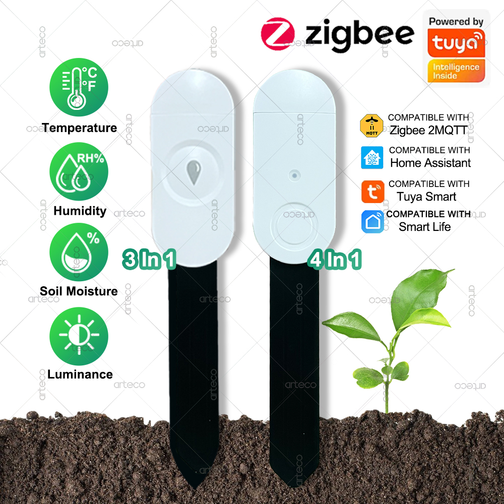 เซ็นเซอร์วัดความชื้นในดิน Zigbee พร้อมวัดอุณหภูมิ ความชื้น แสง และตรวจจับคุณสมบัติอื่นๆ สำหรับ Tuya APP Zigbee2MQTT