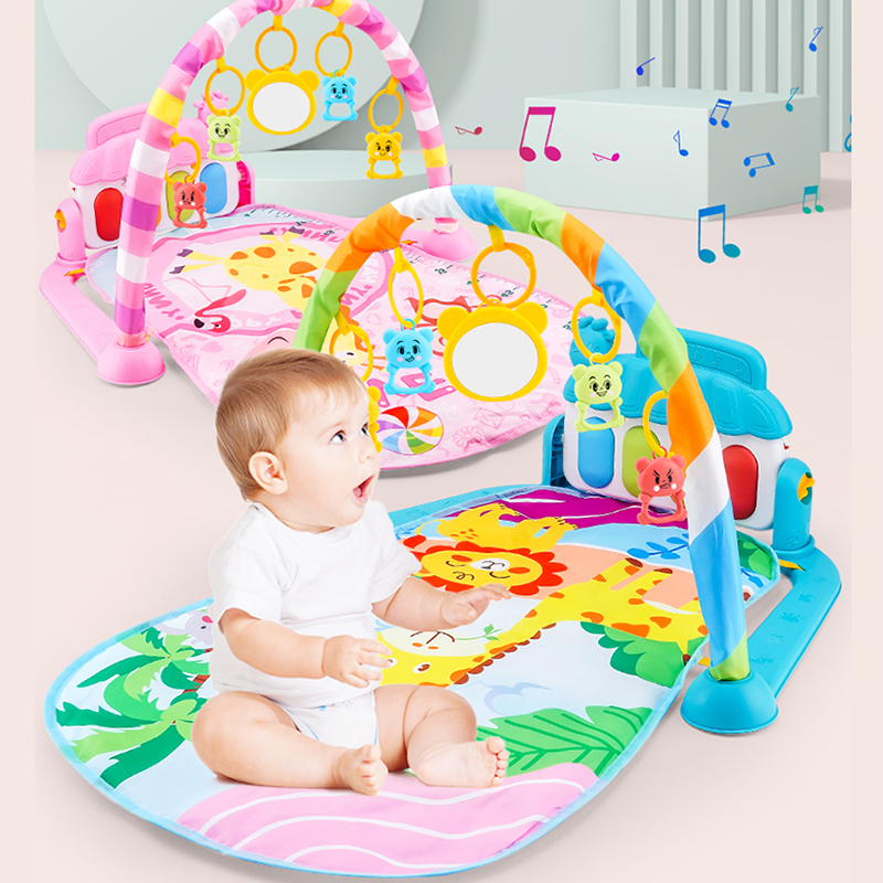 Musical bebê atividade ginásio rack jogar esteira criança quebra-cabeça tapete teclado de piano infantil playmat rastejando jogo almofada brinquedo do bebê presente