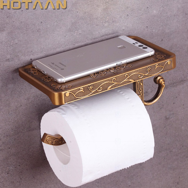 Soporte de papel higiénico de latón antiguo para baño, soporte móvil para rollo de papel higiénico, estante de almacenamiento para baño, accesorio YT-1492
