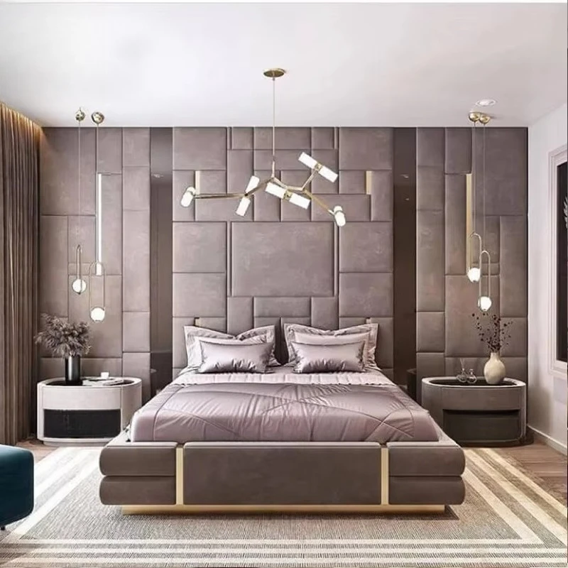 Italian Luxury Bed Manufacturer Customization Luxury Bed Room Set Headboard Headboard Upholstered Cama De Casal Furniture Home