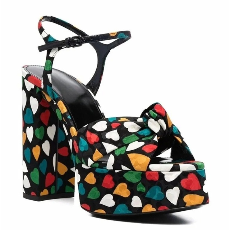 Women Platform Chunky Block Heel Sandals Knotted Open Toe Buckle Strap Pumps Elegant Evening Club Summer Ladies Dress Footwea