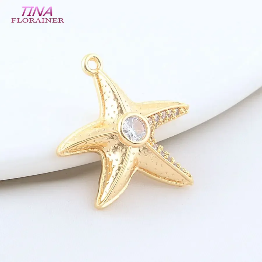 Amuletos Estrela de Latão para Fazer Jóias, Pingentes Cor Ouro 14K, Colar Pulseira e Brincos, Suprimentos de Acessórios, 4 unid, 23mm